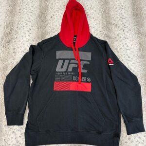 Reebok Men's Black and Red UFC Hoodie